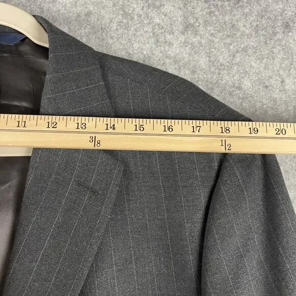 Brooks Brothers 346 Stretch Wool 2 Piece Suit Gray Striped Blazer 44R Pant 35x31